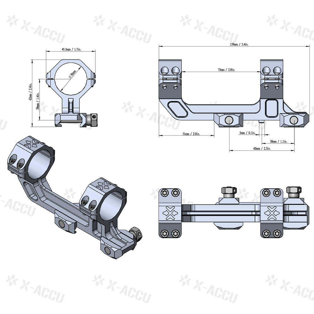 Крепление для прицелов X-ACCU 30mm Picatinny AR black Крепление для прицелов X-ACCU 30mm Picatinny AR black