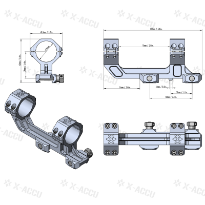 Крепление для прицелов X-ACCU 30mm Picatinny AR black